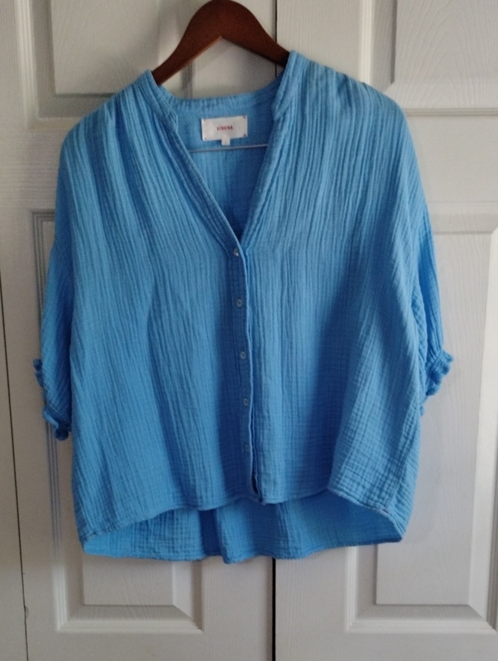 Xirena Sky Blue Guaze Button-Down Top Size Small Boxy